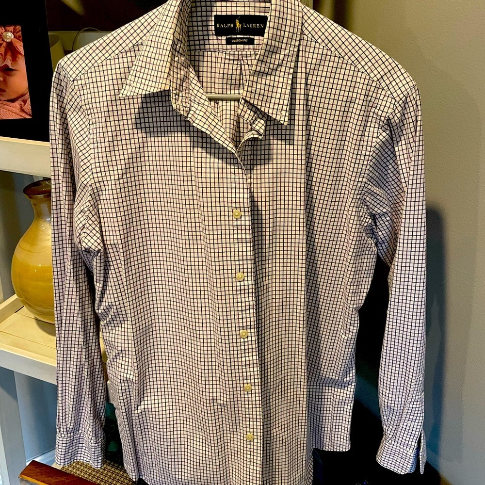 Ralph Lauren size medium white with purple lines